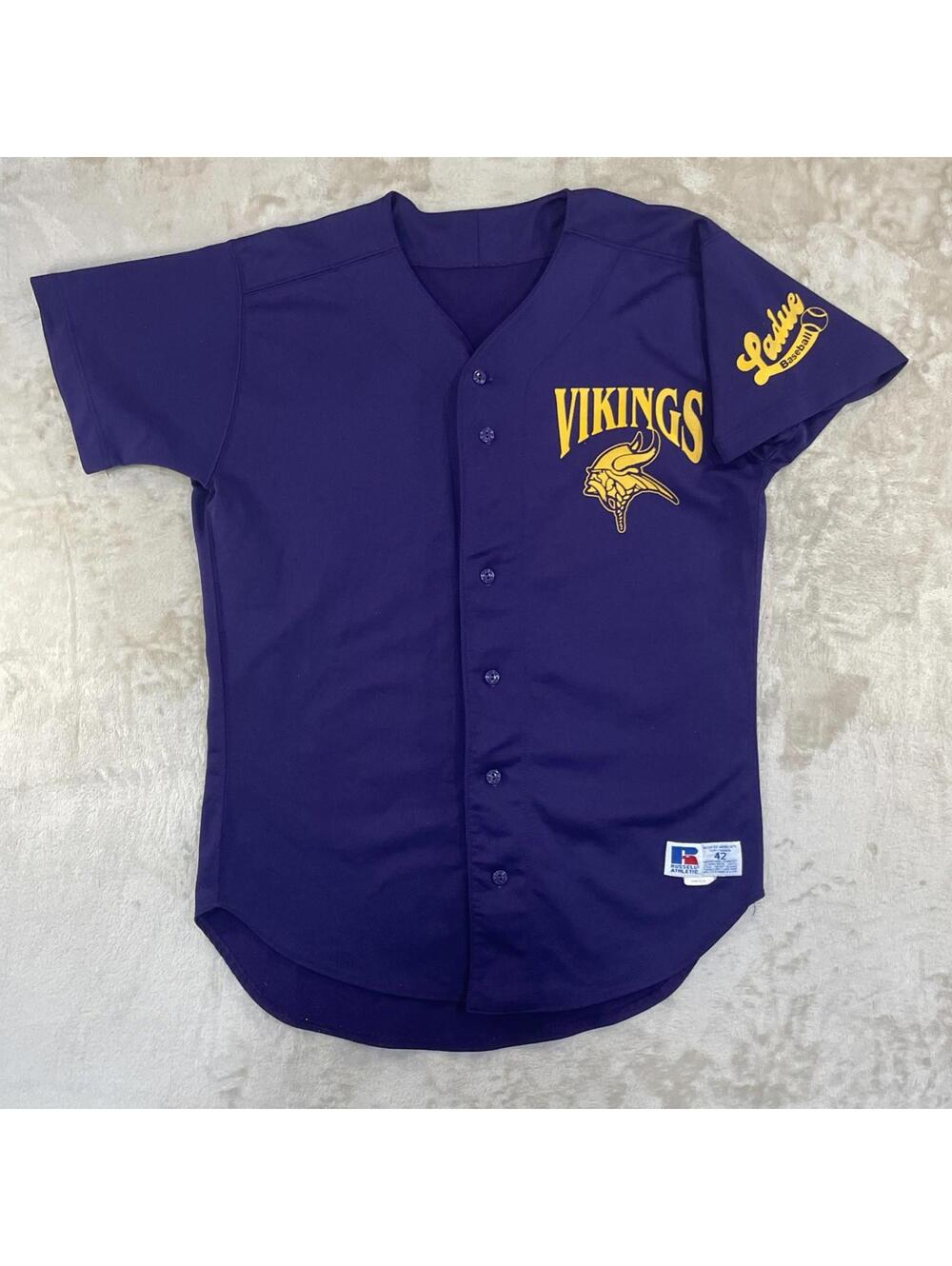 Russell Athletics NFL Minnesota Vikings Baseball Jersey Purple Size 42